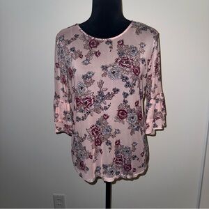 No Boundaries Floral Pink Women's Sheer Top Large